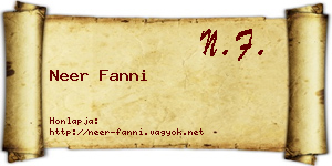 Neer Fanni névjegykártya